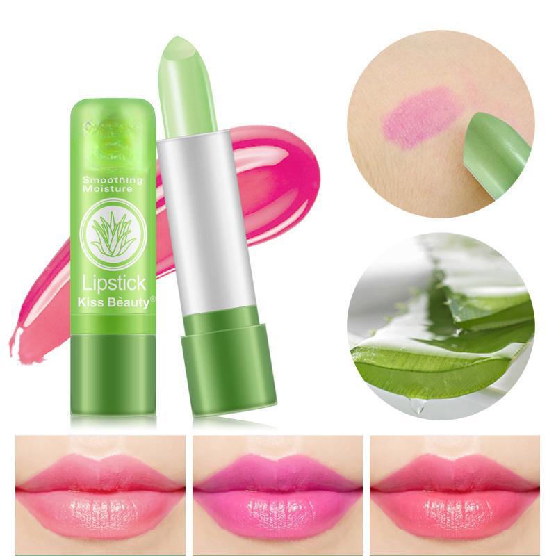 1 шт. помада алоэ вера, меняющая цвет губная помада, увлажняющая водостойкая, против сухости и растрескивания, меняющая температуру губная помада