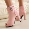 Мода Мода Женские Ботильоны на Платформе Сексуальные Ботильоны с Открытым Носком и Высоким Каблуком Туфли Женские Пряжка Молния Летние Ботинки Черные Белые Розовые 32-43