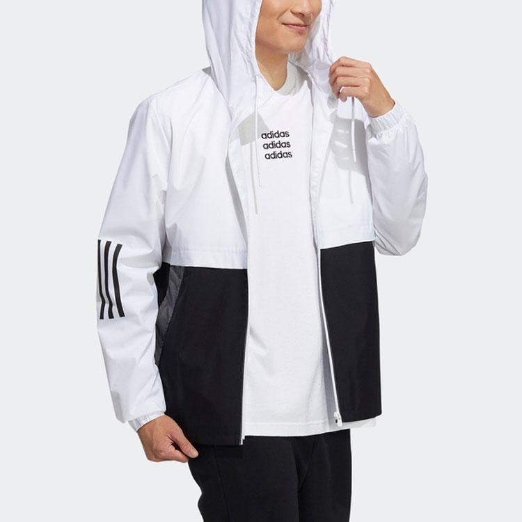 Adidas Neo Color Block Hooded Casual Jacket Men Jackets White H45178