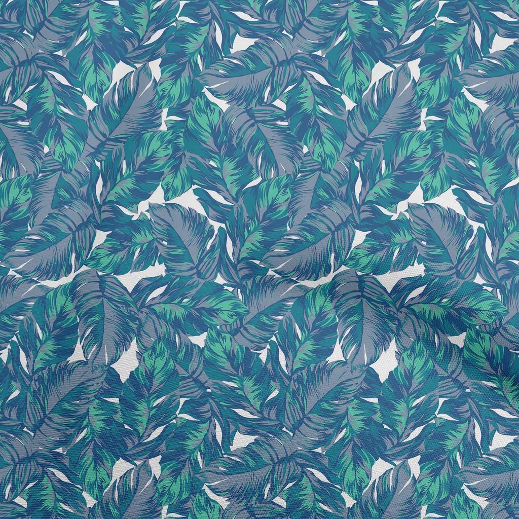 oneOone Cotton Flex Light Blue Fabric Tropical Leaf Dress Material Fabric Print Fabric By The Yard 40 Inch