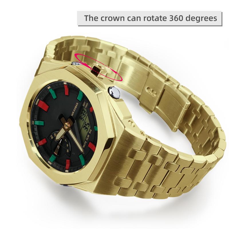 Модифицированный комплект GA2100 для Casio G-SHOCK GA-2100 GA-2110 GA-B2100 Мужские Корпус и Ремешок из Цельной Нержавеющей Стали Металлическая Замена Браслета