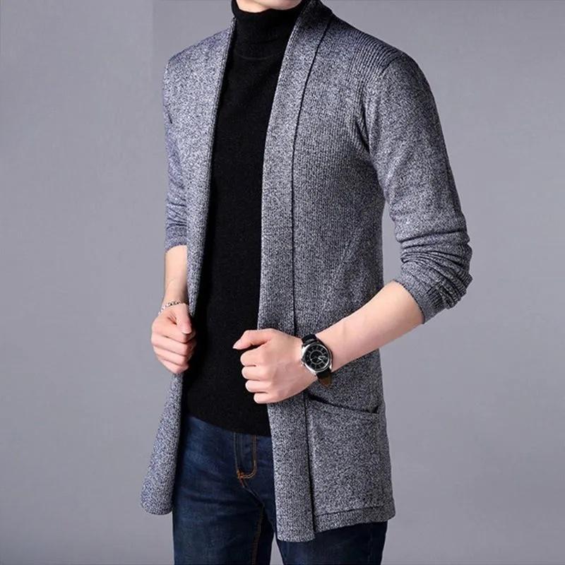 Spring Autumn Men Casual Fashion Cardigan Sweater Homme Solid Color Knitting Coat Hombre Top Male All-match Outwear Men's Clothing