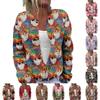 Women's Fashion Christmas Printed Long Sleeve Knitted Cardigan Button Down Jacket