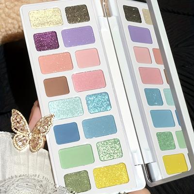 16-цветная палитра теней для век Macaroon. Яркие матовые и мерцающие оттенки для ослепительного эффекта складок. Тени для век с блестящим мерцанием для ежедневного макияжа.