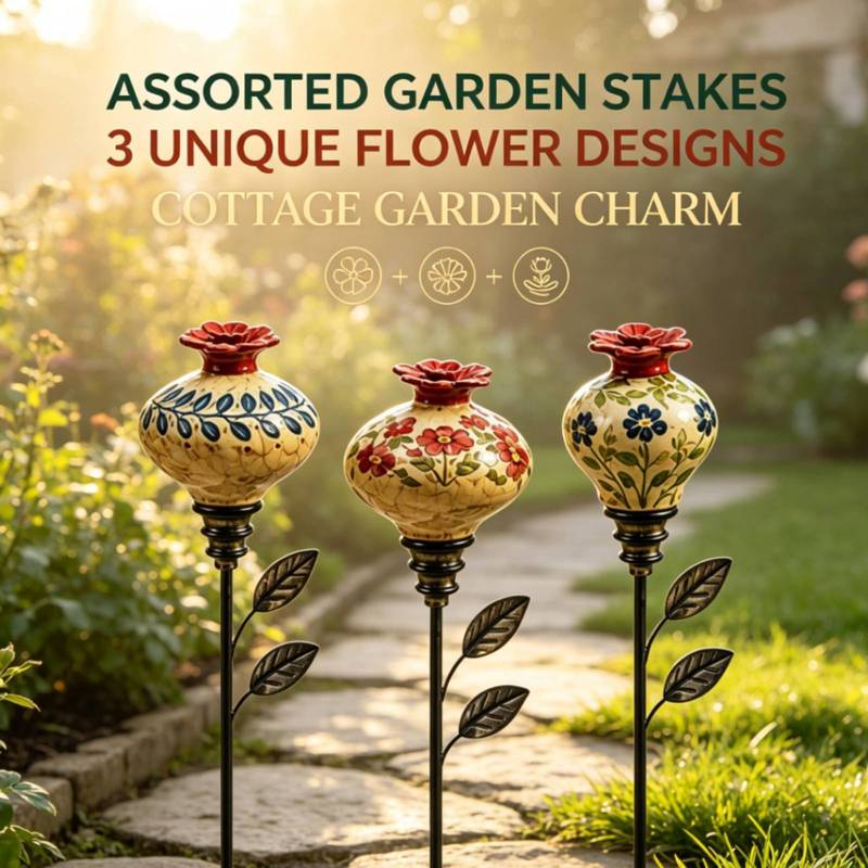 Hummingbird Feeder Garden Stake Rustic Vintage Ceramic Hummingbird Feeders Ground Stake Outdoor Yard Decor for Garden Flower Bed