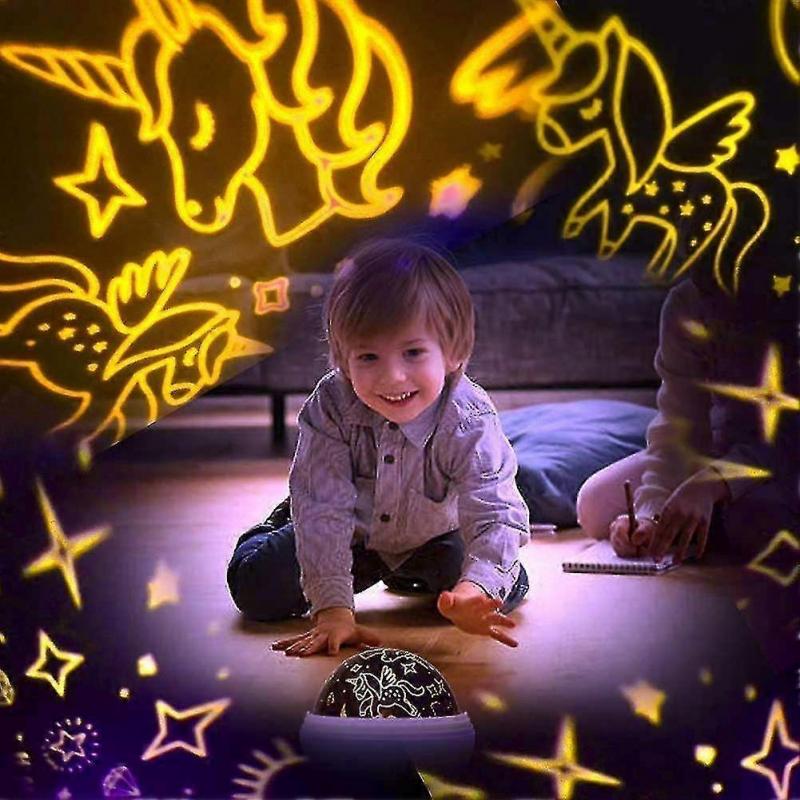 Unicorn Gifts For Girls Age 2-8, Unicorn Toys For 4-9 Year Old Girls, 2 In 1 Star Projector Rotating Night Light Girls Toys For Kids Age 3-9, Xmas Sto