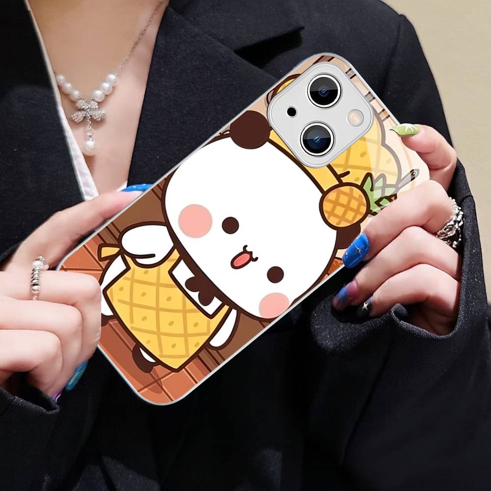 Чехол из закаленного стекла с персонажами Бубу и Дуду для iPhone 14 13 12 Mini 11 Pro XS Max X XR 14 Plus