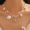 Богемное ожерелье-подвеска со звездой и ракушкой с имитацией жемчуга для женщин