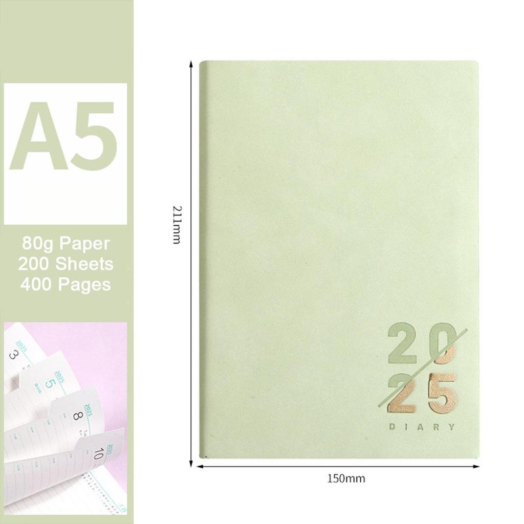 Кожаный деловой план на 2025 год формата А5, ежедневник для студентов, дневник учета на 365 дней, блокнот, памятка, 200 листов, 400 страниц