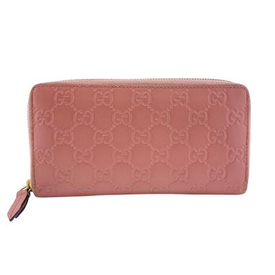 410102 Кошелек на молнии из кожи Guccisima, розовый, женский, б/у