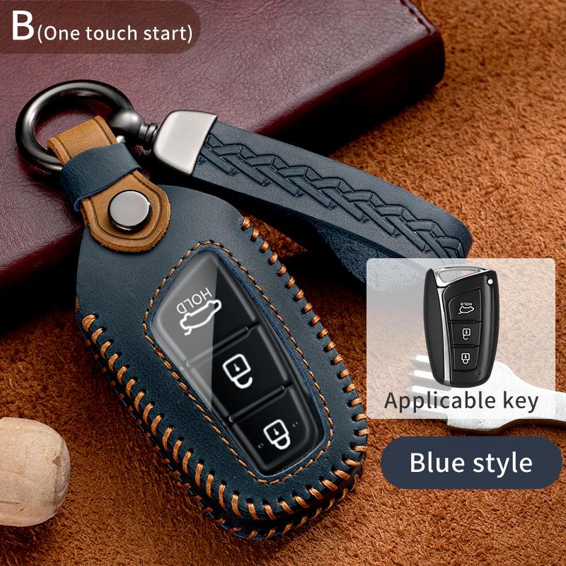 For Hyundai Grandeur HG Sedan Genesis G80 Santa Fe 3DM Grand SantaFe 2018 IX45 EQUUS Azera Leather Auto Key Shell Case Cover