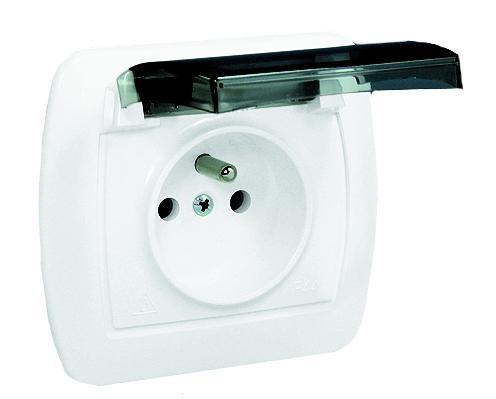 Akord Hermetic Socket 1-Way Z/U Ip44 With Smoke Flap - E131Aa-Kn047