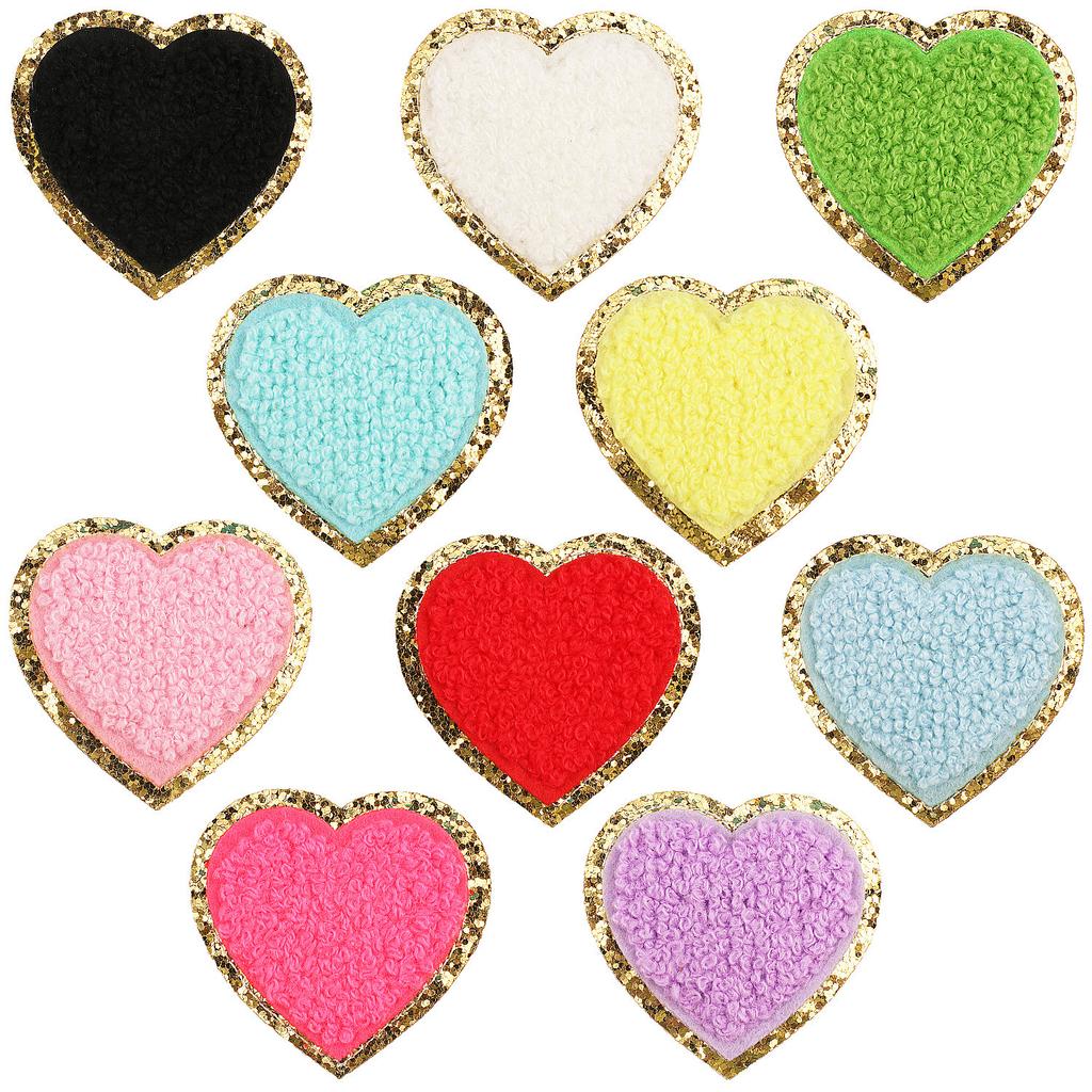 Towel Embroidery English Letter Embroidery Cloth Sticker Smiley Face Patch Sticker Ironing Chenille Rainbow Love Lightning Embroidery Sticker