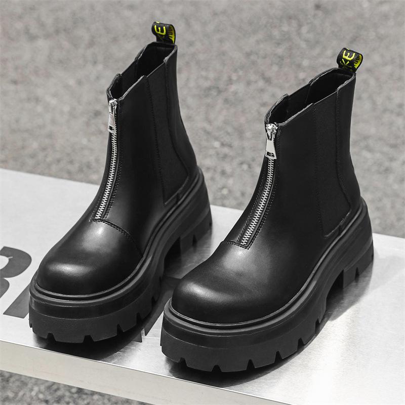 Модные мужские повседневные ботинки челси в английском стиле, дизайнерская обувь, ковбойские ботинки на платформе в стиле хип-хоп и рок, оригинальные кожаные ботинки для мотоциклистов