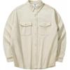 Plain Polo Collar Single-Breasted Long Sleeve Jacket Men Jackets Cream 952448602-1