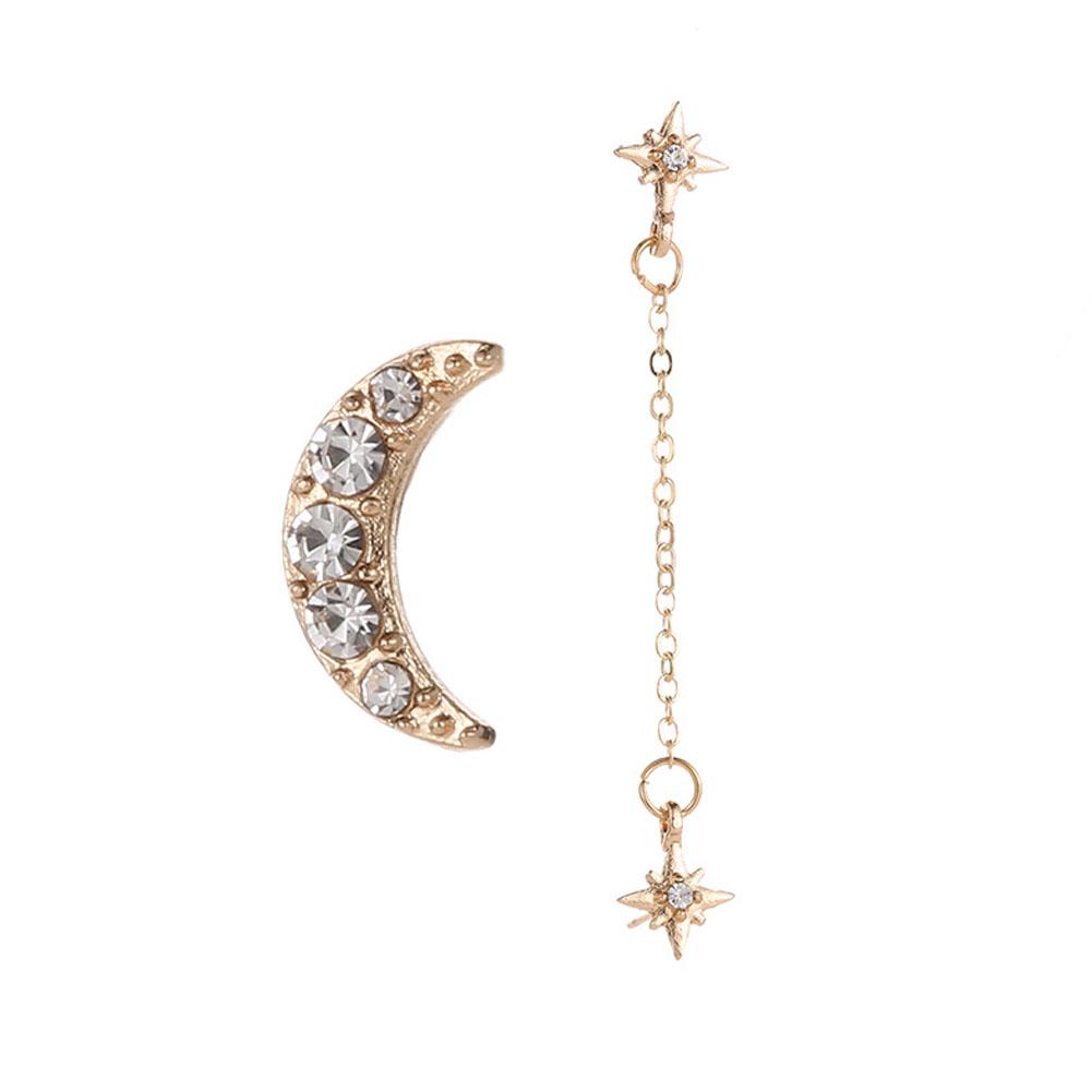 2 шт./компл. серьги-гвоздики с лунной звездой и 3 отверстиями для ушей женские ювелирные изделия