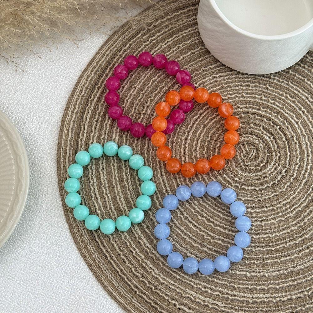 4Pcs Stackable Beads Bracelet Set Multicolor Cuff Bracelet Set New Round Bangles Women