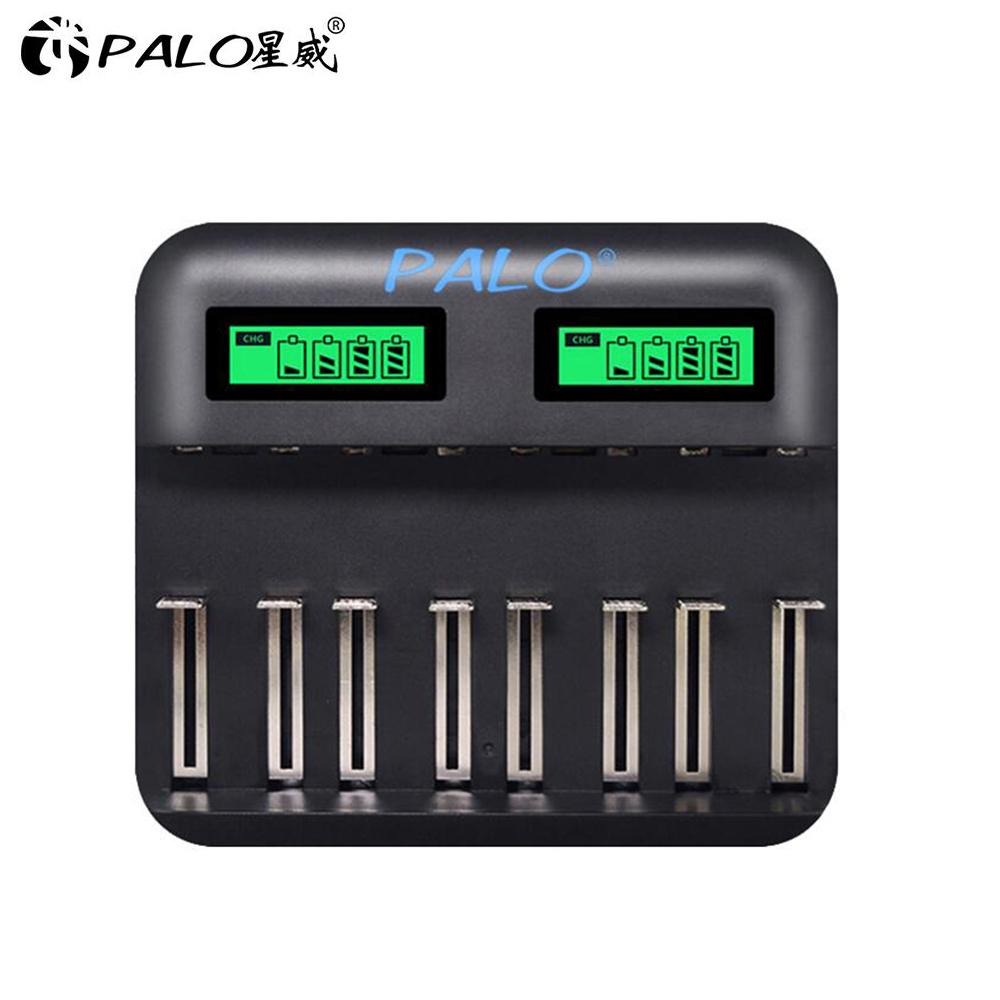 PALO 8-слотовый ЖК-дисплей, USB-умное зарядное устройство для аккумулятора AA AAA SC, размер компакт-диска, аккумуляторная батарея 1,2 В, Ni-MH Ni-CD, быстрое зарядное устройство