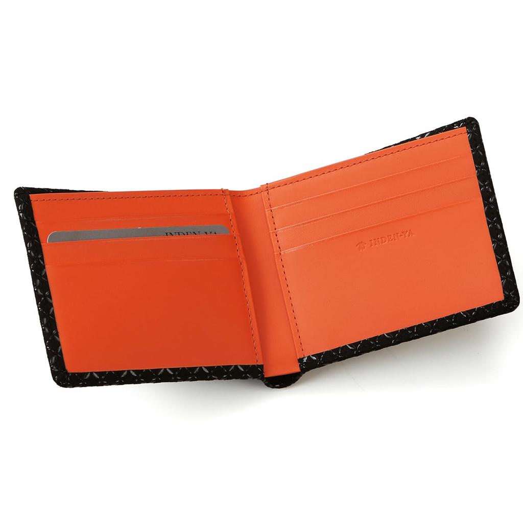 Inden HISOCA Hisoka Traditional Craft Koshu Inden Deerskin Lacquer Original Brand Wallet Black with Black Lacquer and Shippo Pattern [Inden-ya]