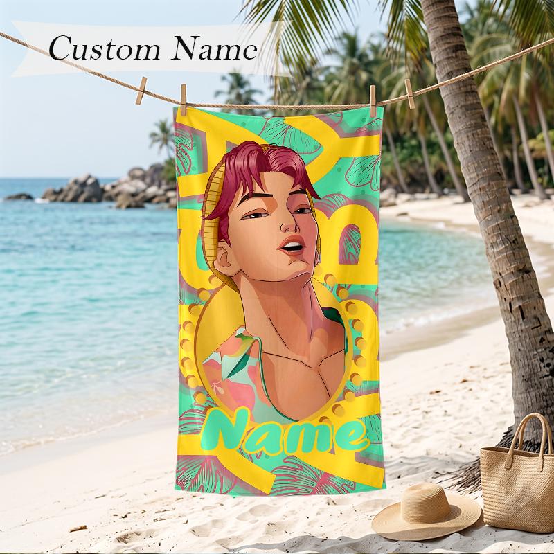 abby Custom Name Printed Beach Towel Personalized Soft Towel For Swimming Beach Travel
