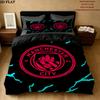 Manchester City Fc Pulse Pattern Bedding Quilt Set Quilt Cover Pillowcase Home Birthday Gift(1 * duvet cover + 2 * pillowcase, without core)