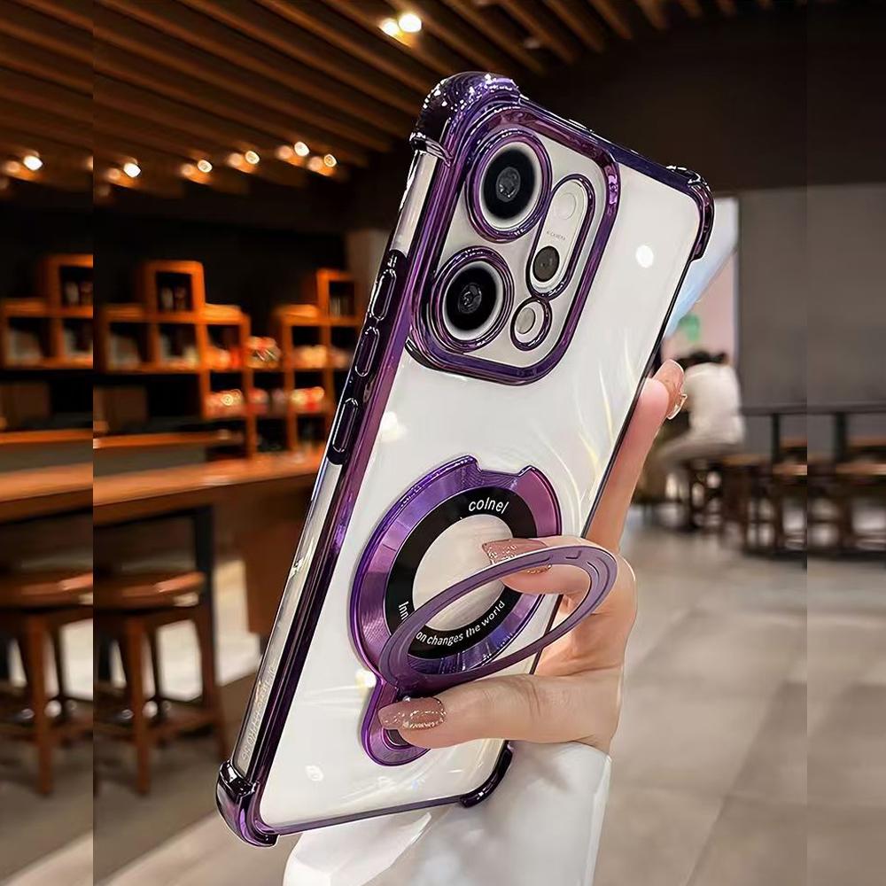 Для Xiaomi Redmi 15C 15 Note 15 Pro Note 14 Pro Plus 14C 4G 5G Чехол Магнитный Держатель Гальваническое покрытие Подушка безопасности Прозрачная Противоударная Крышка