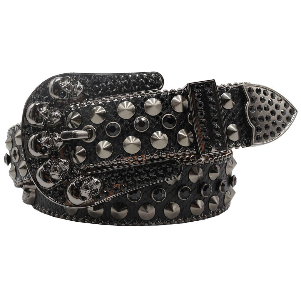 Большая Пряжка для Женского Ремня с Черепом Инкрустация Бриллиантами Ремень Ремень Европейский и Американский Стиль Край Бусины Панк Тренд