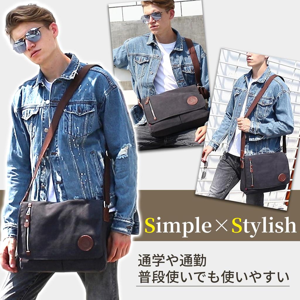 Purinas Canvas Messenger Large A4 Crossbody Perfect for Commuting and School Men's Bag, Capacity, Size, Bag, (Brown)