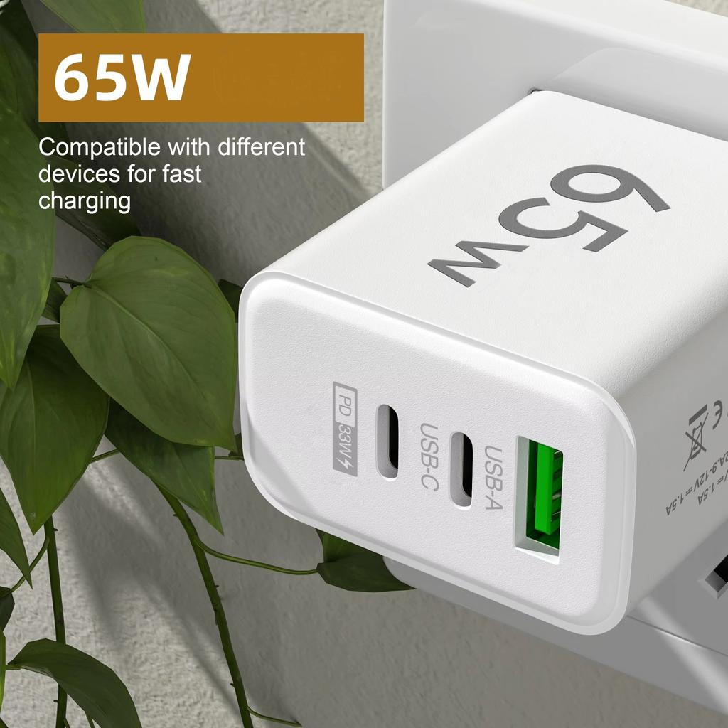 65W USB Fast Charging Type C PD Charger Quick Charge Mobile Phone Power Adapter for iPhone 14 15 Pro Xiaomi Samsung Oneplus