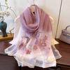 New Spring and Summer Embroidered Silk Scarf High-end Silk Blend Thin Warm Gift Gift Mother Embroidered Scarf Gauze Shawl