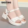 Fashion Elegant Platform Outdoor One Word Sandals Buckles Black Comfort Soft Sole Summer 2025 New Women's Casual Shoes
