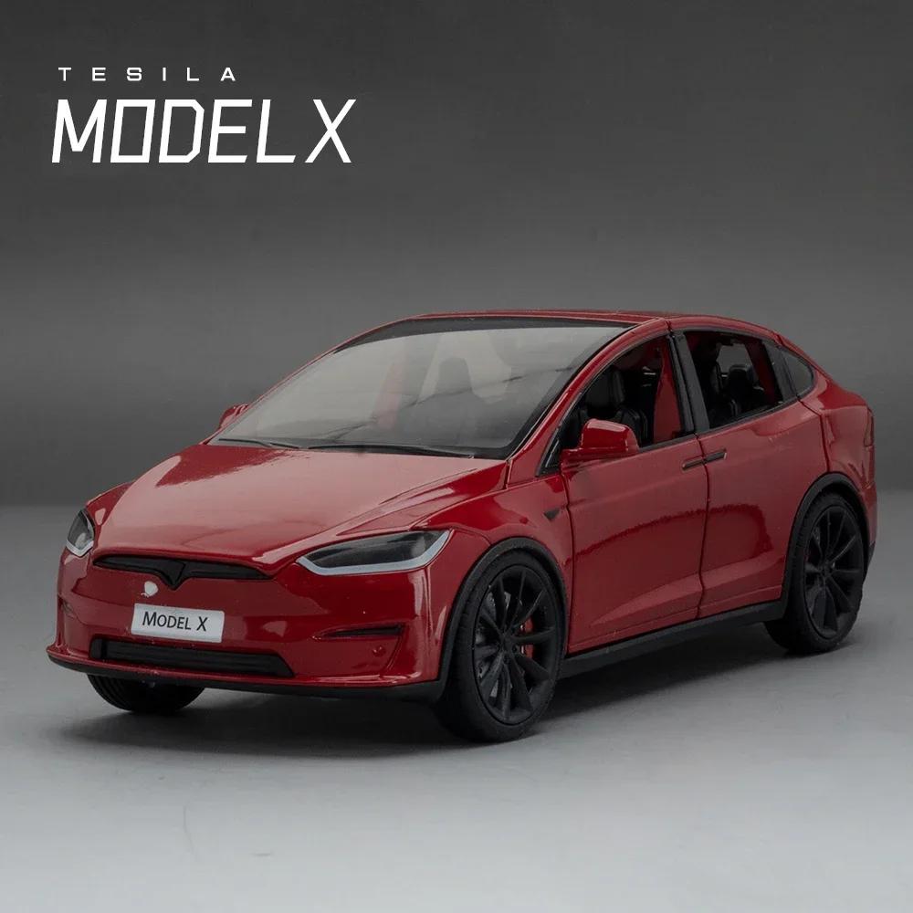 1:24 Модель Tesla X Модель Tesla 3 Сплав Литой Игрушечная Модель Автомобиля Звук и Свет Детская Игрушка Коллекционные Предметы Подарок на День Рождения