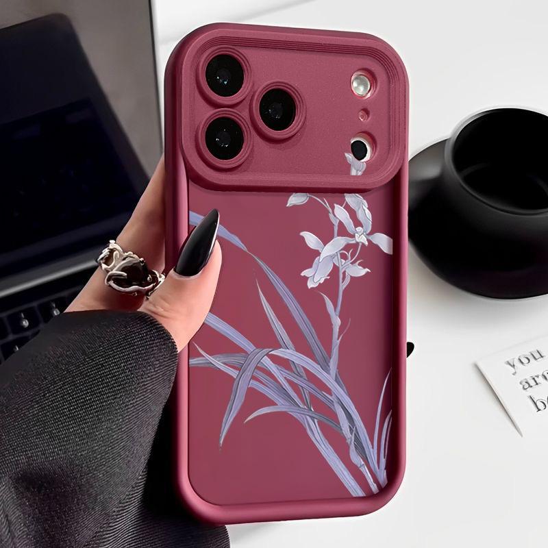 Purple Orchid Floral Pattern Case For iPhone 17 Pro Max Funda Shockproof Bumper Cover For iPhone 16 Pro Max 15 14 13 12 11 Air 16E