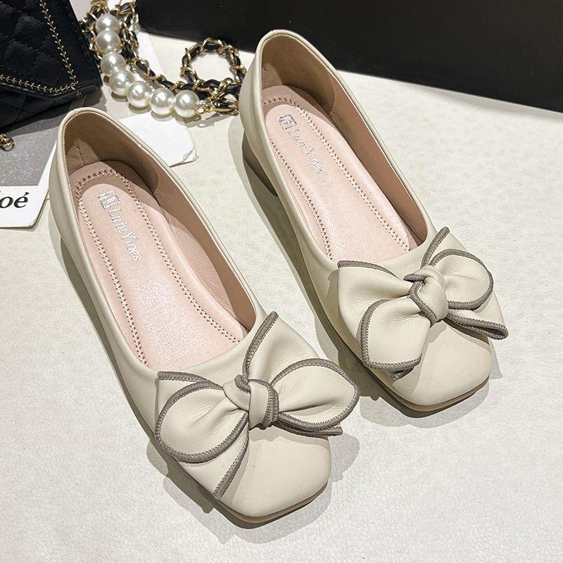 Super Beautiful Bow Shallow Mouth Doudou Women's Shoes New Summer One-pedal Soft-soled Single Shoes Flat-soled New Single Shoes