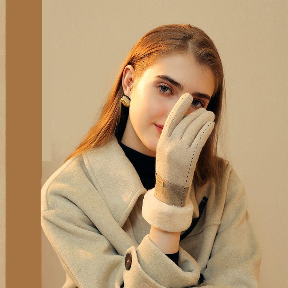 Soft Touchscreen Gloves Thicken Women's Plush Gloves Beautiful Cashmere Elastic Mittens Keep Warm