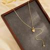 SHIXIN Punk Stainless Steel Waterproof Long Flat Snake Adjustable Necklace Women New Luxury Love Heart Pendant Necklace Jewelry