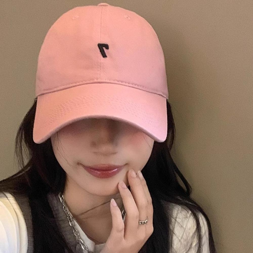 Cotton Embroidered 7 Cap Korean Style Cotton Peaked Hat Versatile Baseball Cap Girls