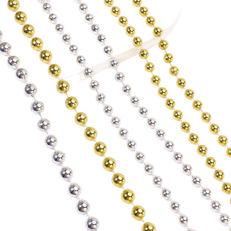 Gold & Silver Electroplated Bead String for DIY Christmas Tree Decorations