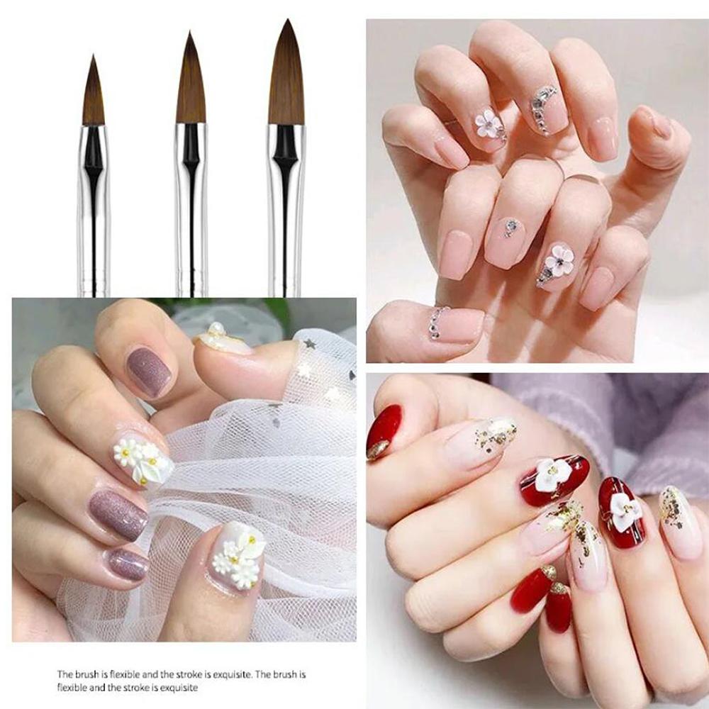 3/5 шт. Набор акриловых кистей для ногтей Для акриловой пудры, геля-клея для ногтей, нанесения/наращивания/лепки акрилом, профессиональные кисти 15/