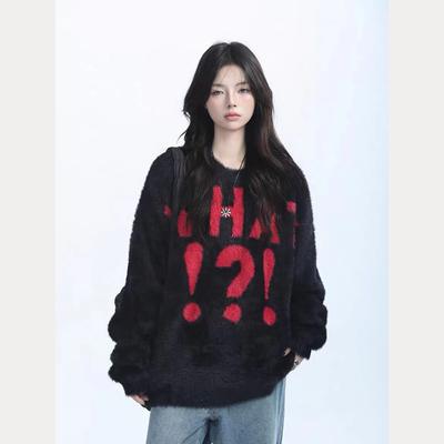 Осень и зима Новый нишевый ленивый стиль Мягкий клейкий свитер Ретро свободный повседневный пуловер Вязаный свитер Главный тренд