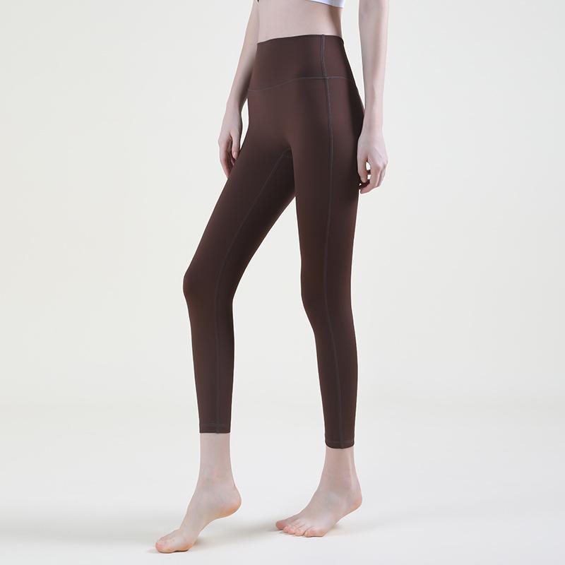 Autumn/winter brushed warm yoga pants, nude feel, tight high-waisted, tummy control, running, cycling, hip-lifting fitness pants