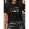 Женская футболка Calvin с круглым вырезом, короткий рукав, модный принт, короткий рукав