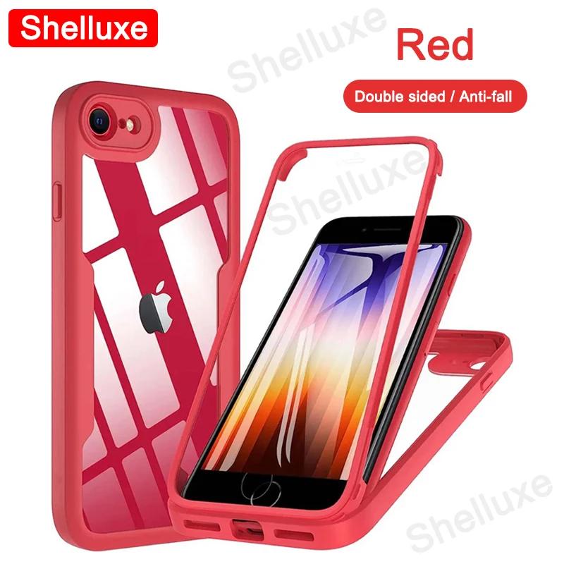 360 Полная защита корпуса Прозрачный чехол Shelluxe Передний+Задний Для iPhone SE SE2 SE3 7 8 Для iPhone7 iPhone8 iPhoneSE Силиконовый Двусторонний чехол