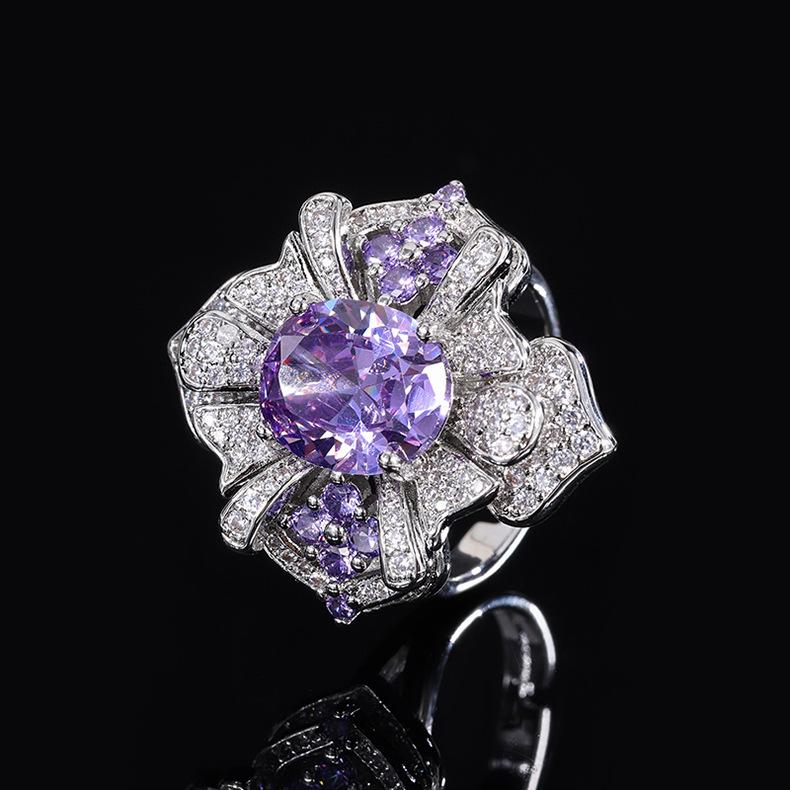 Источник Винтажные ювелирные изделия Изумрудное кольцо High Sense Niche Design Roland Фиолетовое цирконовое кольцо Кольцо