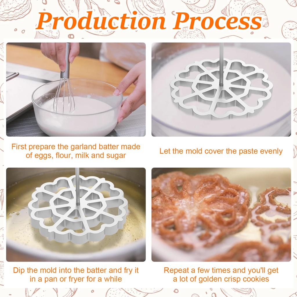 Алюминиевые формы для розеток, форма для бунуэлос с ручкой, кондитерские инструменты, ачаппам, машина для приготовления печенья, выпечки, кулинарии, кухонные аксессуары