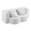 Large Modern White Floor Sofa with 4 Throw Pillows, High-Density Foam Folding Mattress, Suitable for Living Room, Bedroom, No Assembly Required