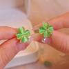 Elegant Luxurious Four Leaf Clover Opal Stud Earrings For Women Jewelry Party Accessries Gifts