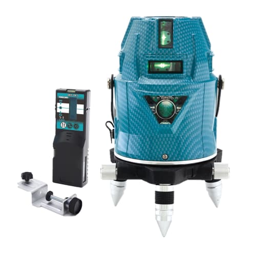 Yamashin Seisaku (Y'sGOD JAPAN) Aqua Green Sensor Laser Level (Main Unit + Receiver) Type LDR-9s-J (4 Vertical Lines, 4 Horizontal Lines, Ground Line