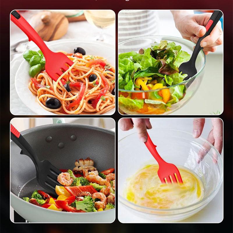1/2pcs Silicone Flexible Cooking Forks Multifunctional Cooking Spaghetti Forks Kitchen Cooking Baking Stir Mix Serving Utensils
