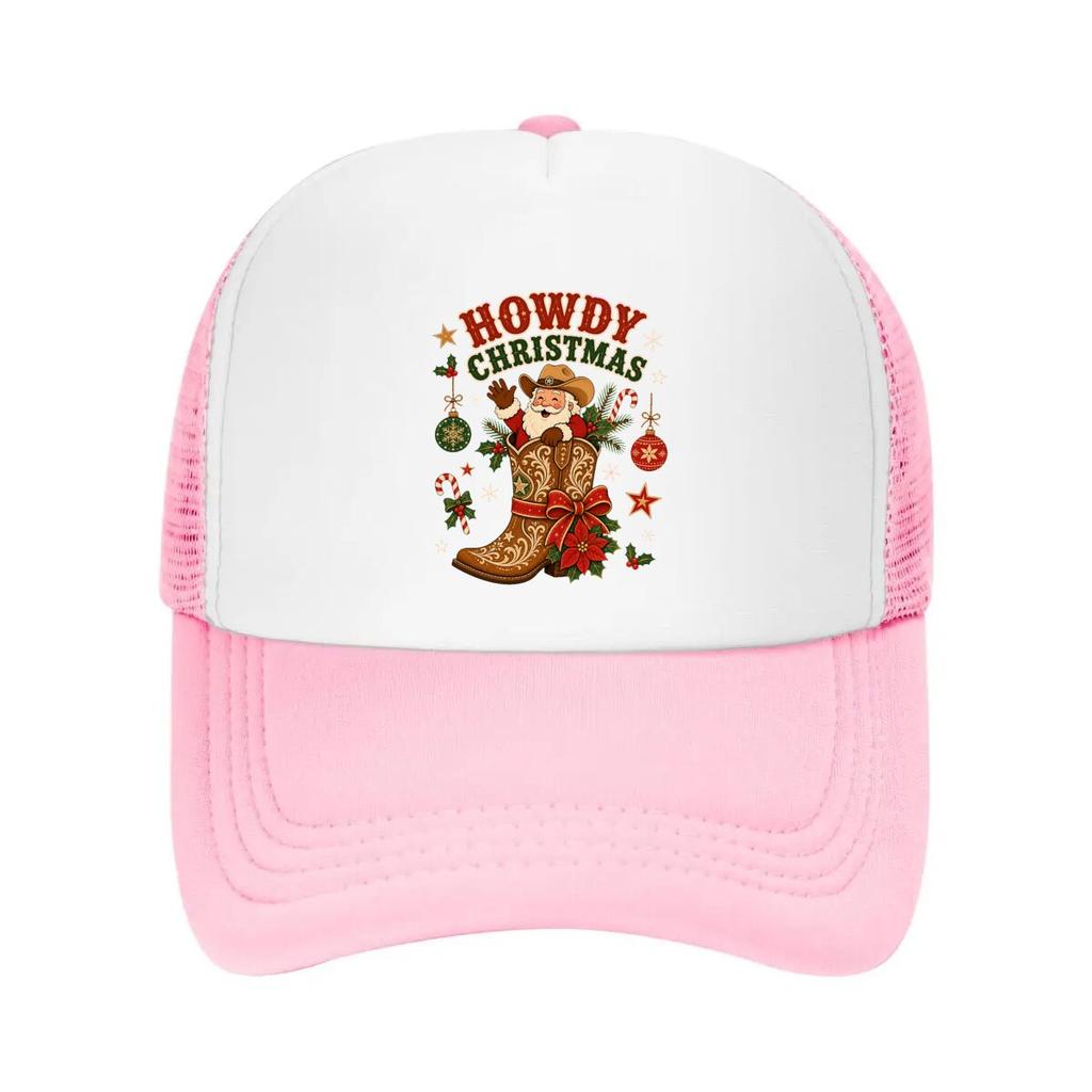 Western Santa Holiday Boot Cheer Mesh Baseball Cap Casual Hat Outdoor For Womens Unisex FeUnisex